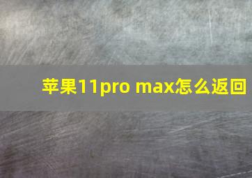 苹果11pro max怎么返回